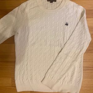 White Brooks Brothers cable stitch cotton sweater